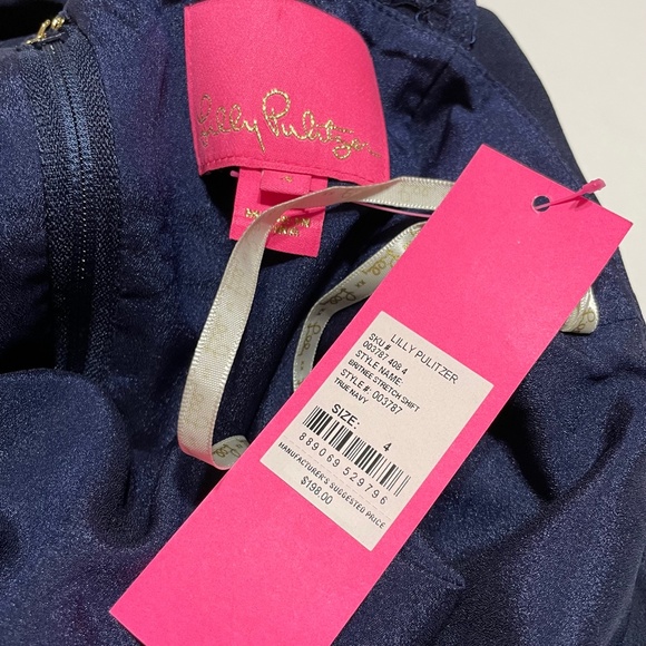 Lilly Pulitzer Britnee Dress NEW Navy Blue Ruffle Lace Back Cocktail Short - Picture 3 of 10